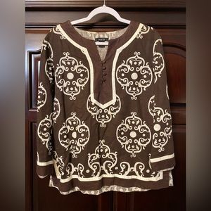 Style & Co women’s‎ brown paisley blouse shirt